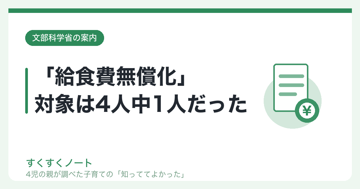 「給食費無償化」対象は4人中1人だった｜すくすくノート